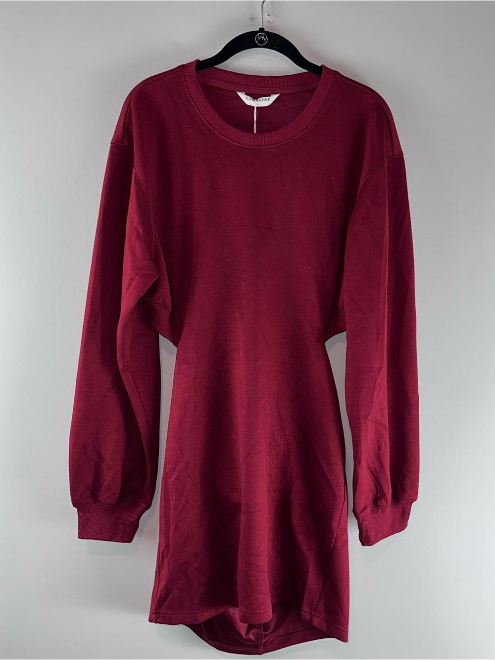 Commense Long Sleeve Red Sweatshirt Cut Out Women Dress Size L